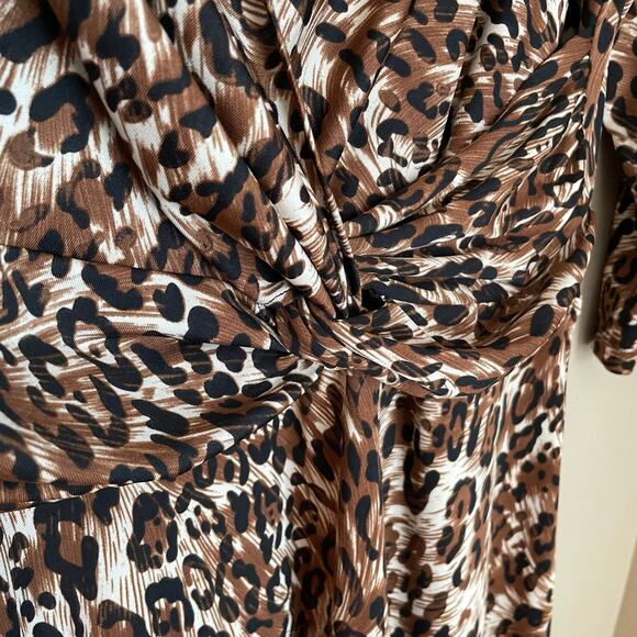 Westside Clothing Co Vintage Dress Women’s Animal Print 3/4 Sleeve Brown Black - Picture 4 of 7